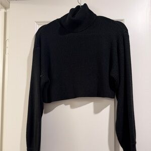 Black Turtleneck Cropped Sweater